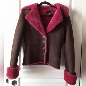 Sheri Bodell Brown and Pink Leather Jacket